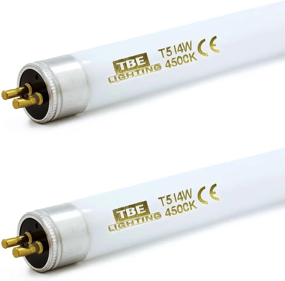 لامپ فلورسنت T5 14 وات TBE LIGHTING طول 549 میلی متر - لامپ های CFL - پایه G5 2 پین - لامپ های T5 با راندمان بالا، سفید سرد 4000-4500K (بسته 2 عددی)