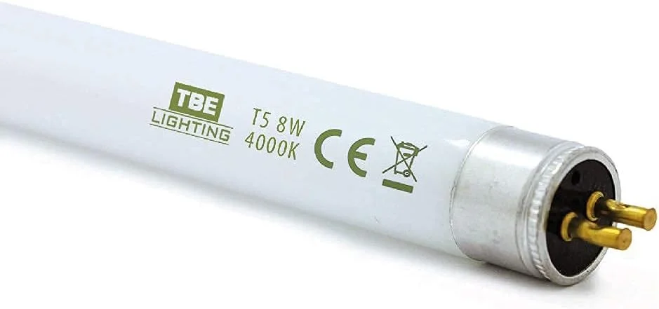 لامپ های فلورسنت T5 8 وات TBE Lighting 288 میلی متر - لامپ های CFL - اتصالات پایه 2 پین G5 - لامپ های T5 با راندمان بالا، سفید سرد 4000K (بسته 4 عددی)