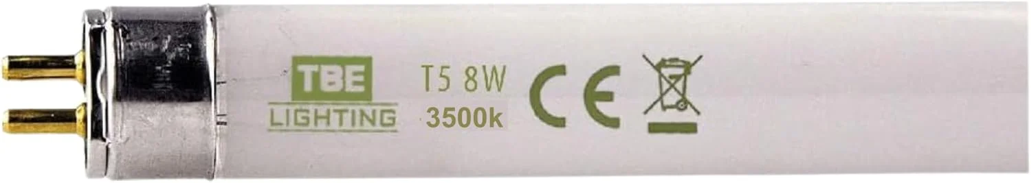 لامپ های فلورسنت T5 8 وات TBE LIGHTING 288 میلی متر - لامپ های CFL - اتصالات پایه 2 پین G5 - لامپ های T5 با راندمان بالا، برای چراغ های اضطراری و نواری - سفید ملایم 3500K (بسته 2 عددی)