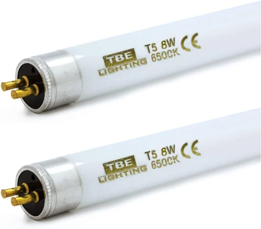 لامپ های فلورسنت T5 8 وات TBE Lighting 288 میلی متر - لامپ های CFL - اتصالات پایه 2 پین G5 - لامپ های T5 با راندمان بالا، نور روز سفید 6500K (بسته 4 عددی)