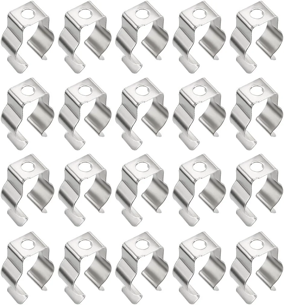 گیره نگهدارنده لامپ LED مدل T5، بست فلورسنت LED، لوازم جانبی نصب جایگزین، نگهدارنده لامپ فولاد منگنز با روکش نیکل برای جلوگیری از افتادگی، بسته 20 عددی گیره نگهدارنده لامپ LED مدل T5، بست فلورسنت LED، لوازم جانبی نصب جایگزین، نگهدارنده لامپ فولاد منگنز با روکش نیکل برای جلوگیری از افتادگی، بسته 20 عددی