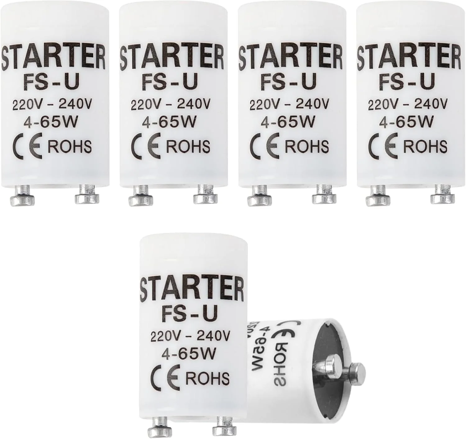بسته 6 عددی استارتر لامپ فلورسنت، استارتر 4-65 وات برای لامپ های مهتابی، اتصالات چراغ ایمنی 220-240 ولت بسته 6 عددی استارتر لامپ فلورسنت، استارتر 4-65 وات برای لامپ های مهتابی، اتصالات چراغ ایمنی 220-240 ولت