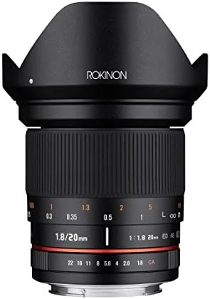 لنز زاویه باز 20mm f/1.8 AS ED UMC Rokinon با تراشه AE داخلی برای نیکون