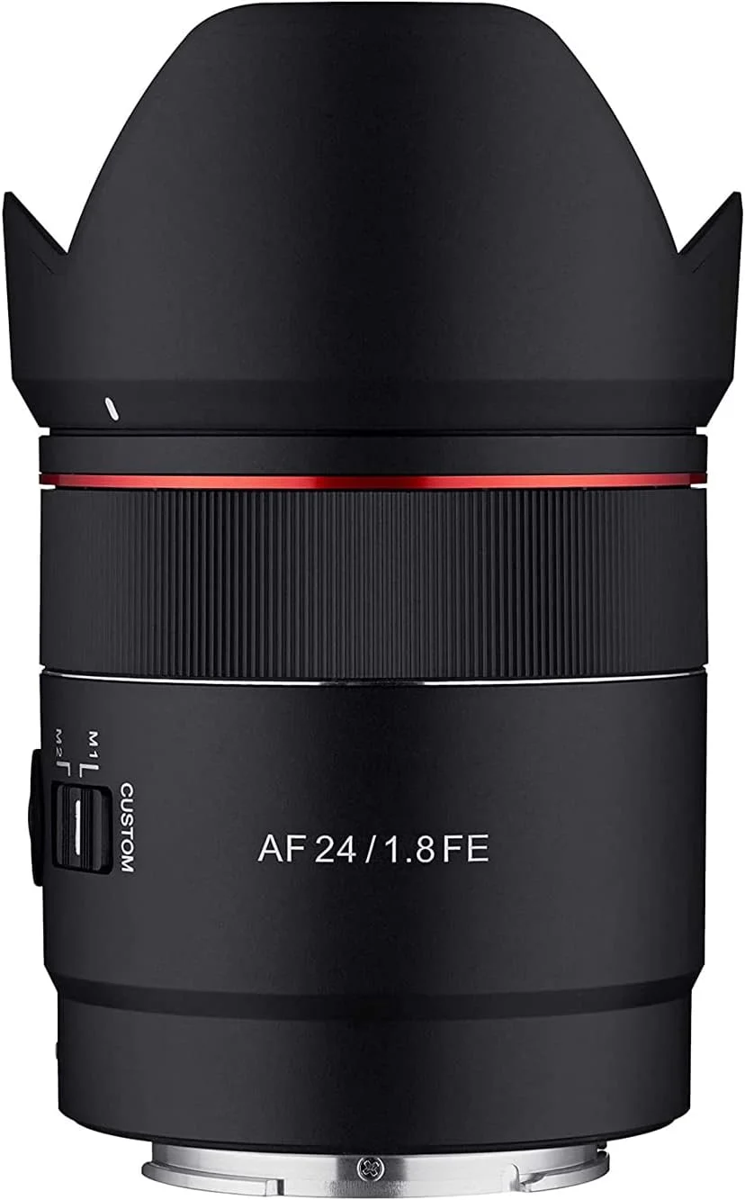 لنز زاویه باز 24mm F1.8 AF سام یانگ، فول فریم کامپکت برای سونی E، مشکی (SYIO2418-E)
