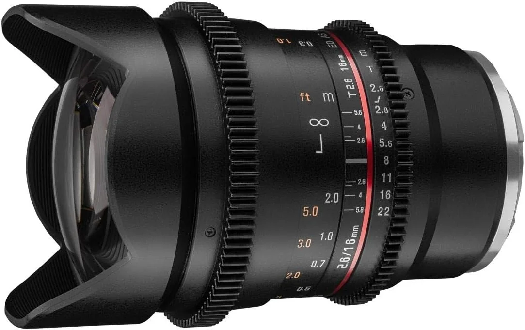 لنز ویدیویی 16 میلیمتری Samyang با دیافراگم T2.6 و فوکوس دستی VDSLR برای Sony FE - مشکی لنز ویدیویی 16 میلیمتری Samyang با دیافراگم T2.6 و فوکوس دستی VDSLR برای Sony FE - مشکی