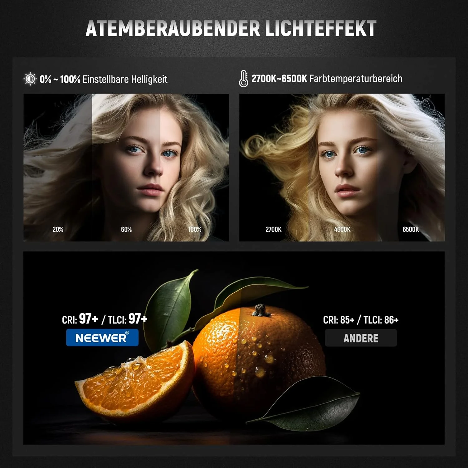 نور ویدئویی ال ای دی 70 وات NEEWER CB60B، نور استودیویی با کنترل 2.4G/App، نور پیوسته استودیویی دو رنگ COB 2700K-6500K 34000Lux@1m/حالت CCT/CRI97+/12 صحنه، پایه بوئنز برای نورپردازی ویدیو و عکاسی نور ویدئویی ال ای دی 70 وات NEEWER CB60B، نور استودیویی با کنترل 2.4G/App، نور پیوسته استودیویی دو رنگ COB 2700K-6500K 34000Lux@1m/حالت CCT/CRI97+/12 صحنه، پایه بوئنز برای نورپردازی ویدیو و عکاسی