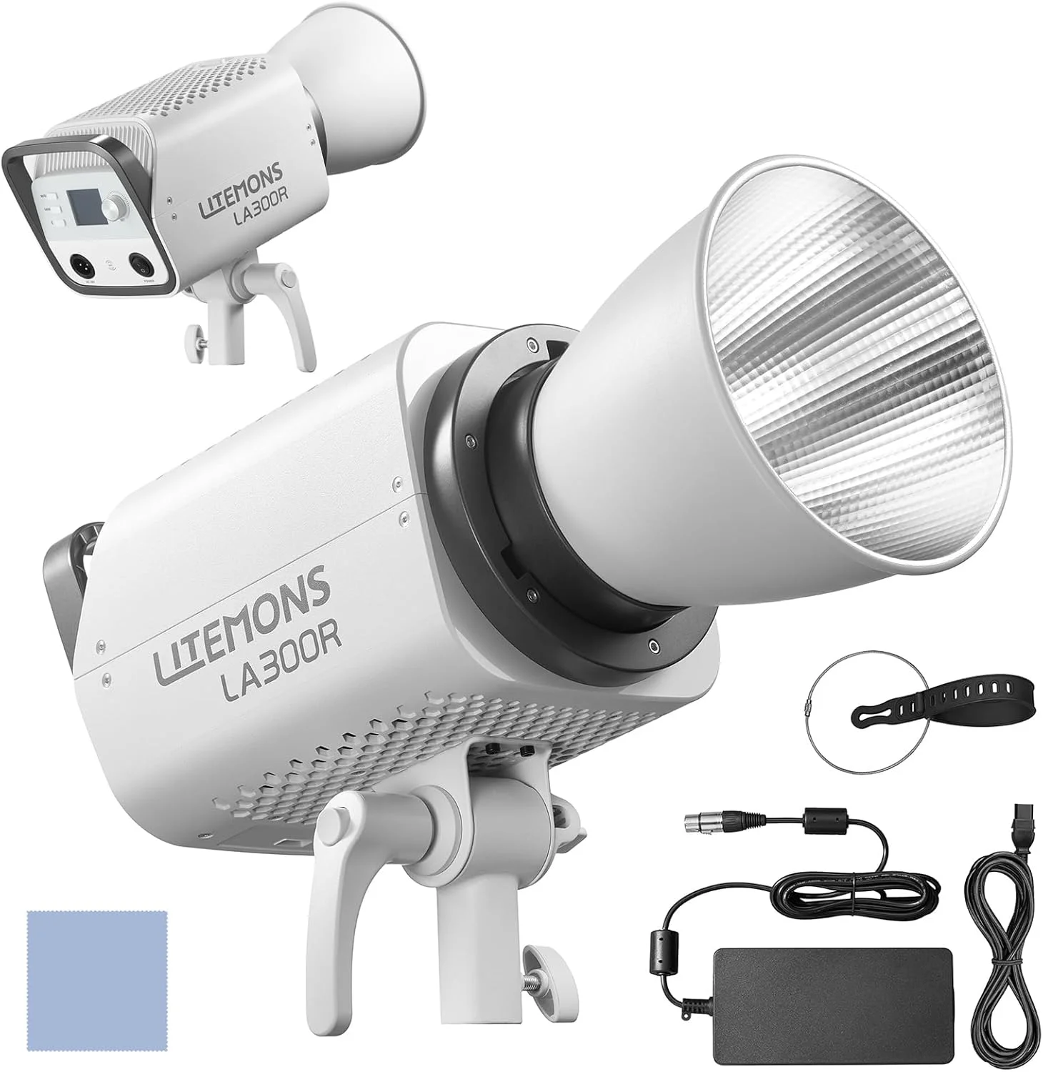 نور ویدئویی استودیویی RGB گودکس Litemons LA300R، چراغ LED عکاسی 330 وات، 1800-10000K CRI95+، مانت بوئنز، کنترل از طریق اپلیکیشن به همراه رفلکتور برای استودیوی خانگی، ولاگ، پخش زنده و عکاسی پرتره