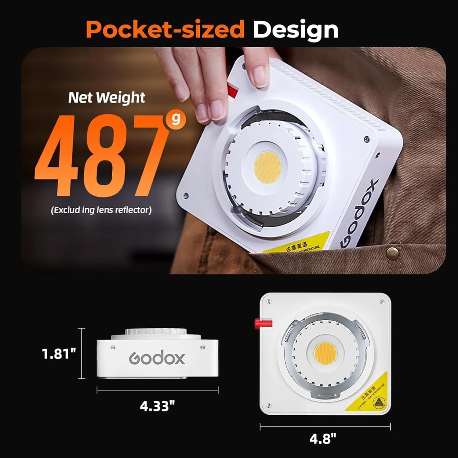 نور ویدئویی ال ای دی RGB گودکس ML100R، 100 وات، CCT 1800K-10000K با کنترل از طریق اپلیکیشن و 14 جلوه خلاقانه