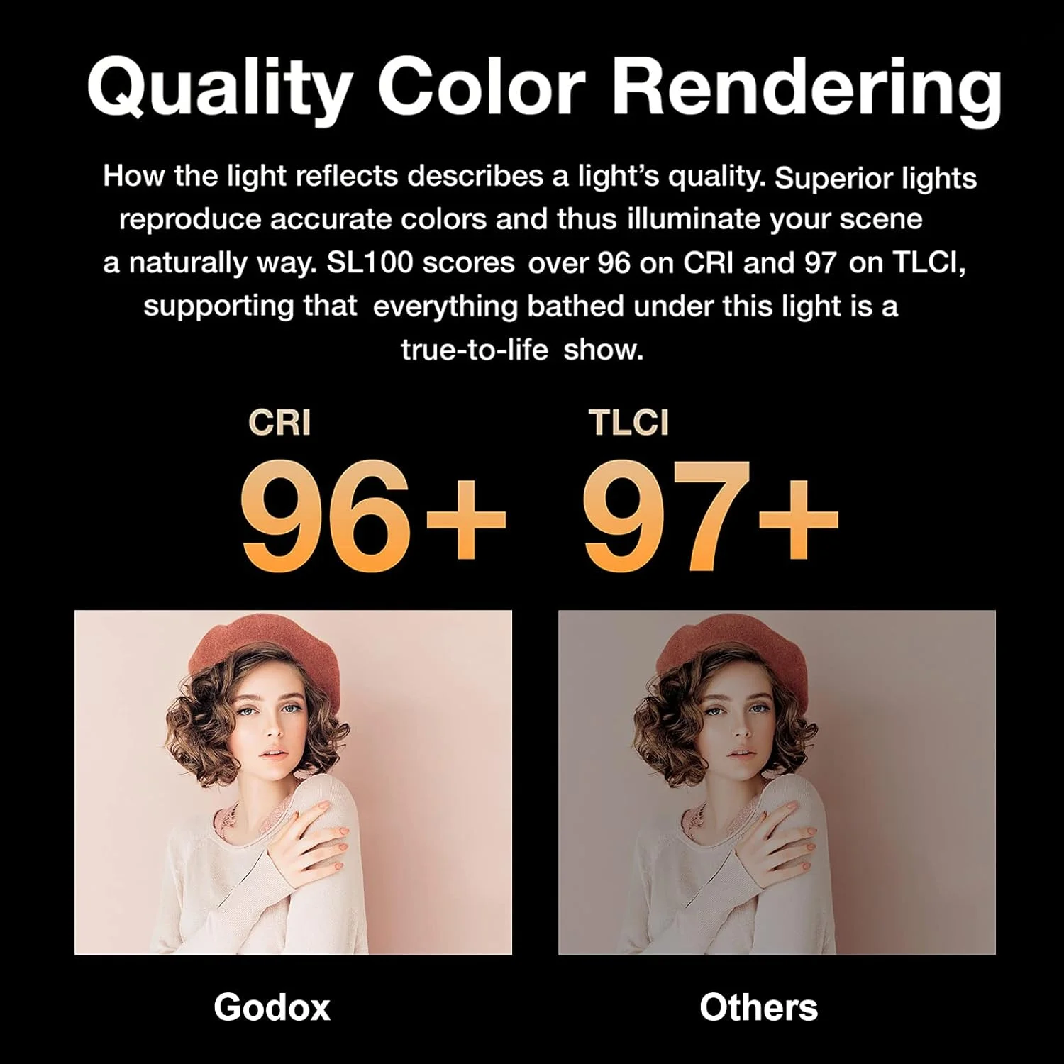 نور ویدیویی ال ای دی کامپکت گودکس SL100Bi، نور پرکننده عکاسی 100 وات، دمای دو رنگ 2800K-6500K، دارای 11 جلوه نوری FX داخلی، مانت بوئنز، پشتیبانی از APP/2.4G بی‌سیم/کنترل روی دستگاه