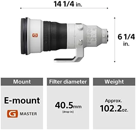 لنز دوربین سونی SEL400F28GM 400mm F/2.8 ثابت پرایم، سفید