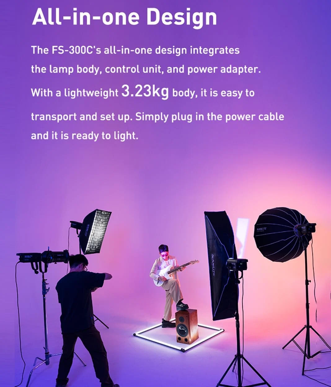 نور ویدئویی ال ای دی RGB مدل NANLITE FS-300C، دمای رنگی 2700K-7500K، روشنایی فوق العاده بالا، 34200 لوکس در 1 متر (با بازتابنده)، کنترل بی سیم، سازگاری گسترده، برای عکاسی استودیویی نور ویدئویی ال ای دی RGB مدل NANLITE FS-300C، دمای رنگی 2700K-7500K، روشنایی فوق العاده بالا، 34200 لوکس در 1 متر (با بازتابنده)، کنترل بی سیم، سازگاری گسترده، برای عکاسی استودیویی