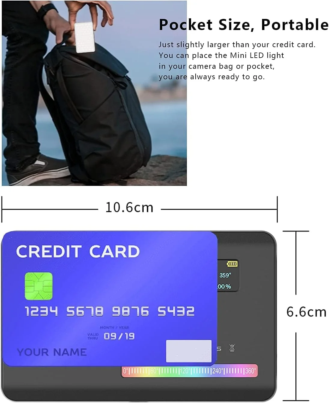 نور ویدئویی ال ای دی RGB مدل ULANZI VL120، نور دوربین قابل حمل تمام رنگی 360 درجه، CRI 95+، لامپ پنلی با قابلیت تنظیم نور 2500-9000K به همراه LCD، نورپردازی قابل شارژ DSLR با ظرفیت 3100mAh برای ولاگ، عکاسی و کنفرانس ویدئویی