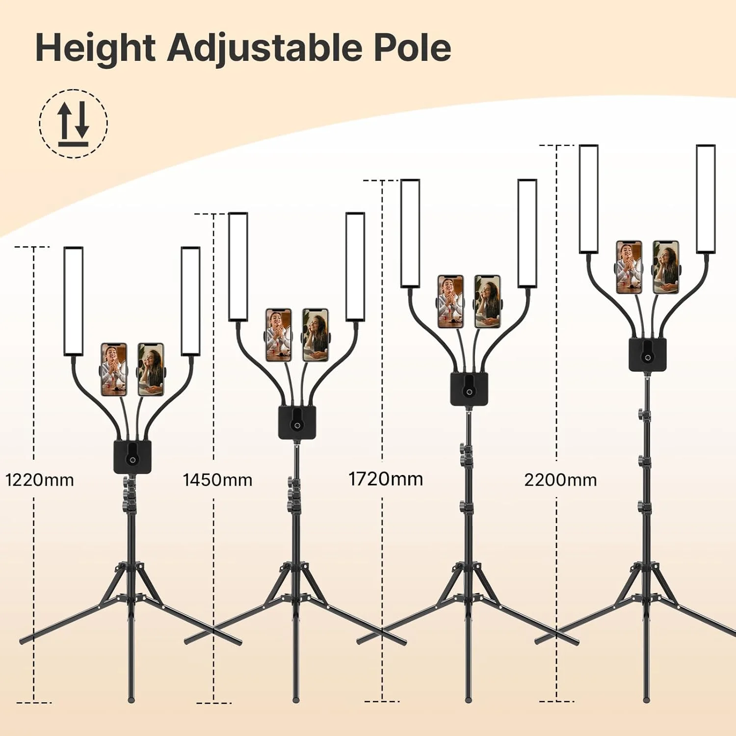 نور ویدئویی ال ای دی ULANZI، نور ویدئویی ال ای دی 45 واتی با دو بازوی قابل تنظیم، 3200-5600K به همراه 2 نگهدارنده تلفن، پایه سه پایه قابل تنظیم، مناسب برای آرایش، مانیکور، تاتو، پخش زنده نور ویدئویی ال ای دی ULANZI، نور ویدئویی ال ای دی 45 واتی با دو بازوی قابل تنظیم، 3200-5600K به همراه 2 نگهدارنده تلفن، پایه سه پایه قابل تنظیم، مناسب برای آرایش، مانیکور، تاتو، پخش زنده