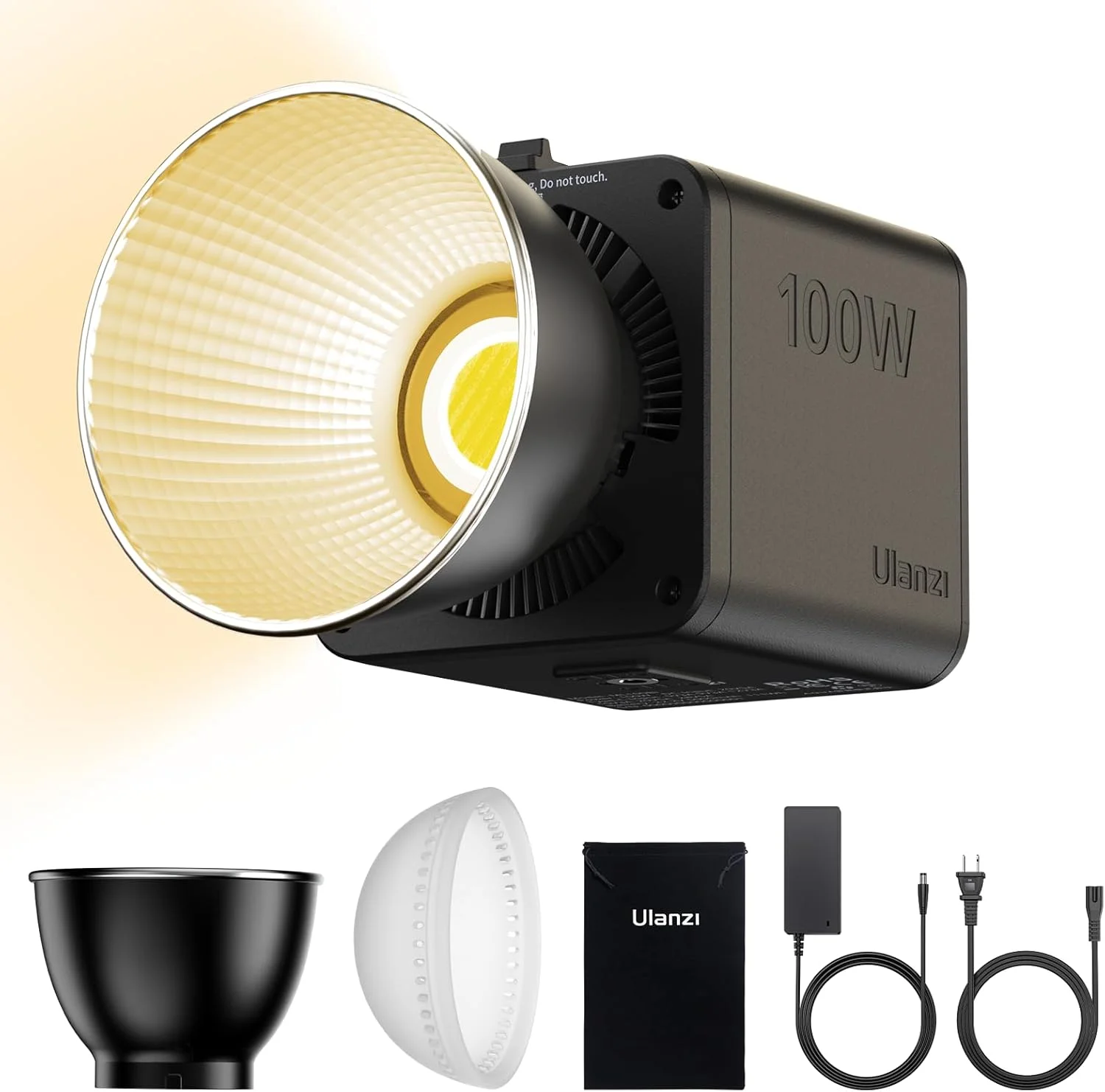نور ویدئویی LED قابل حمل دو رنگ ULANZI 100 وات با آداپتور DC، باتری داخلی 88.8 وات ساعت، نور ویدئویی فلزی، دمای رنگ قابل تنظیم، نور استودیویی 2700K - 6500K برای ویدئو، سلفی، عکاسی