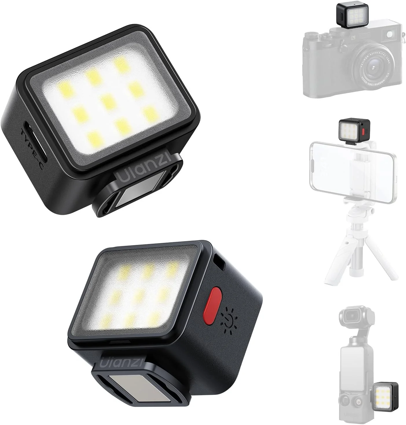 نور کوچک ویدئویی ULANZI DG01، نور ویدئویی با مانت کفشک سرد، دمای رنگ 5600K، روشنایی قابل تنظیم نور مغناطیسی دوربین، نور ویدئویی 500mAh برای ویدیوهای یوتیوب