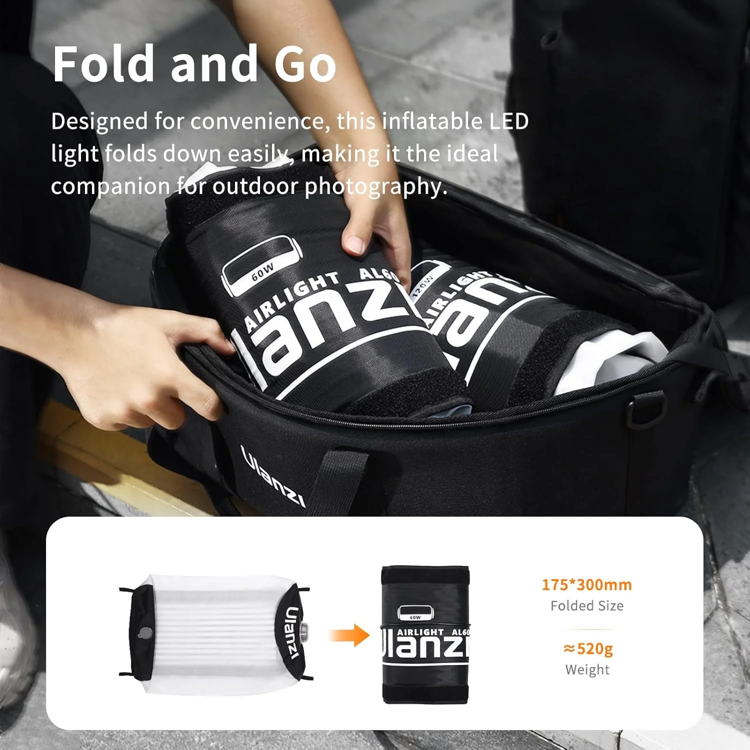 نور تیوب بادی Ulanzi AL60 - نور LED ویدئویی دو رنگ قابل حمل با جعبه نرم برای عکاسی/فیلمبرداری/پخش زنده/یوتیوب (60 وات) نور تیوب بادی Ulanzi AL60 - نور LED ویدئویی دو رنگ قابل حمل با جعبه نرم برای عکاسی/فیلمبرداری/پخش زنده/یوتیوب (60 وات)