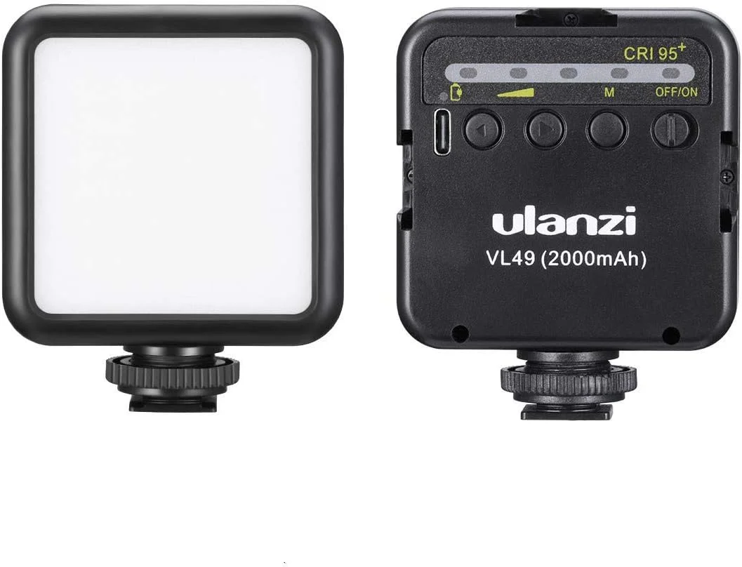 نور ویدئویی ال ای دی جیبی ULANZI VL49، نور ویدئویی کفشکی دوربین با باتری 2000 میلی آمپر ساعتی، نور پرکننده گوشی با کفشک سرد سازگار با دوربین ولاگ آیفون DJI Osmo Pocket Osmo Action 3 Gopro Hero 8/7/6/5