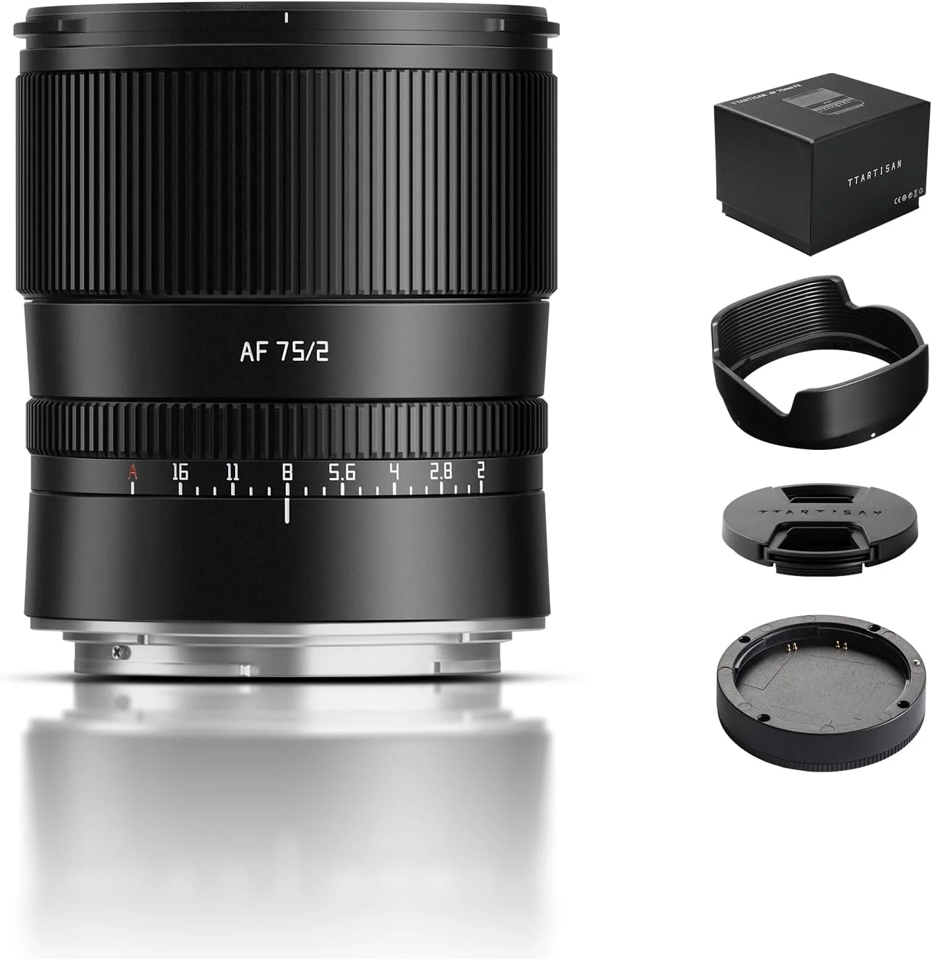 لنز پرتره TTARTISAN AF 75mm F2 با فوکوس خودکار و دهانه Nikon Z مناسب برای دوربین های Z5 Z6 Z7 Z6II Z6III Z7II ZFC Z30 Z50 Z9 Z8 ZF (مشکی)