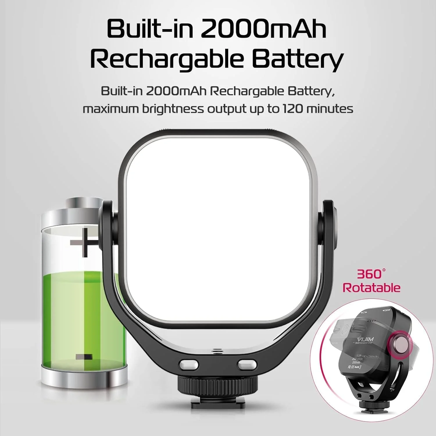 نورهای ویدئویی LED مدل ULANZI VL66 - نور LED برای نورپردازی قابل حمل دوربین عکاسی با گیره، باتری قابل شارژ 2000mAh CRI 95+ 2500-6500K با قابلیت تنظیم نور