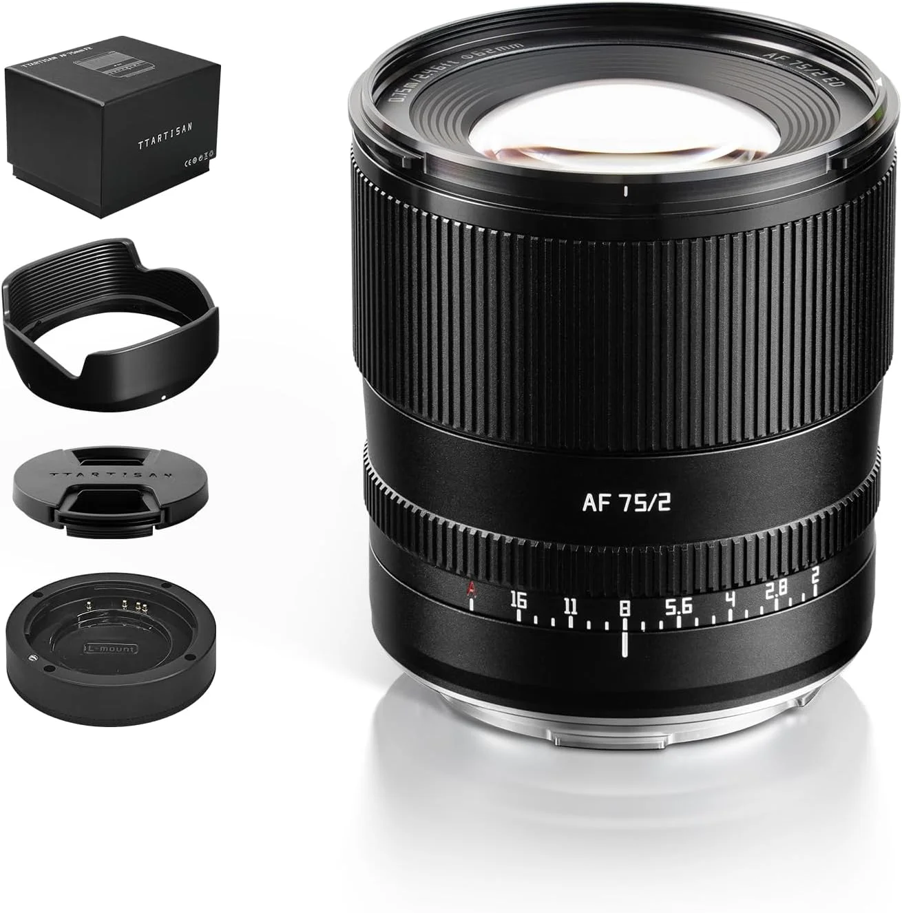 لنز TTArtisan 75mm F2 AF با مانت L، فول فریم، فوکوس خودکار، لنز پرایم پرتره برای T TL TL2 CL SL SL2 SL2-S و FP FPL S1 S1M S1R S1RM S1H S1K S5 S5K S5C S5II S5IIK S5IIC S5IIW S5IIX S9
