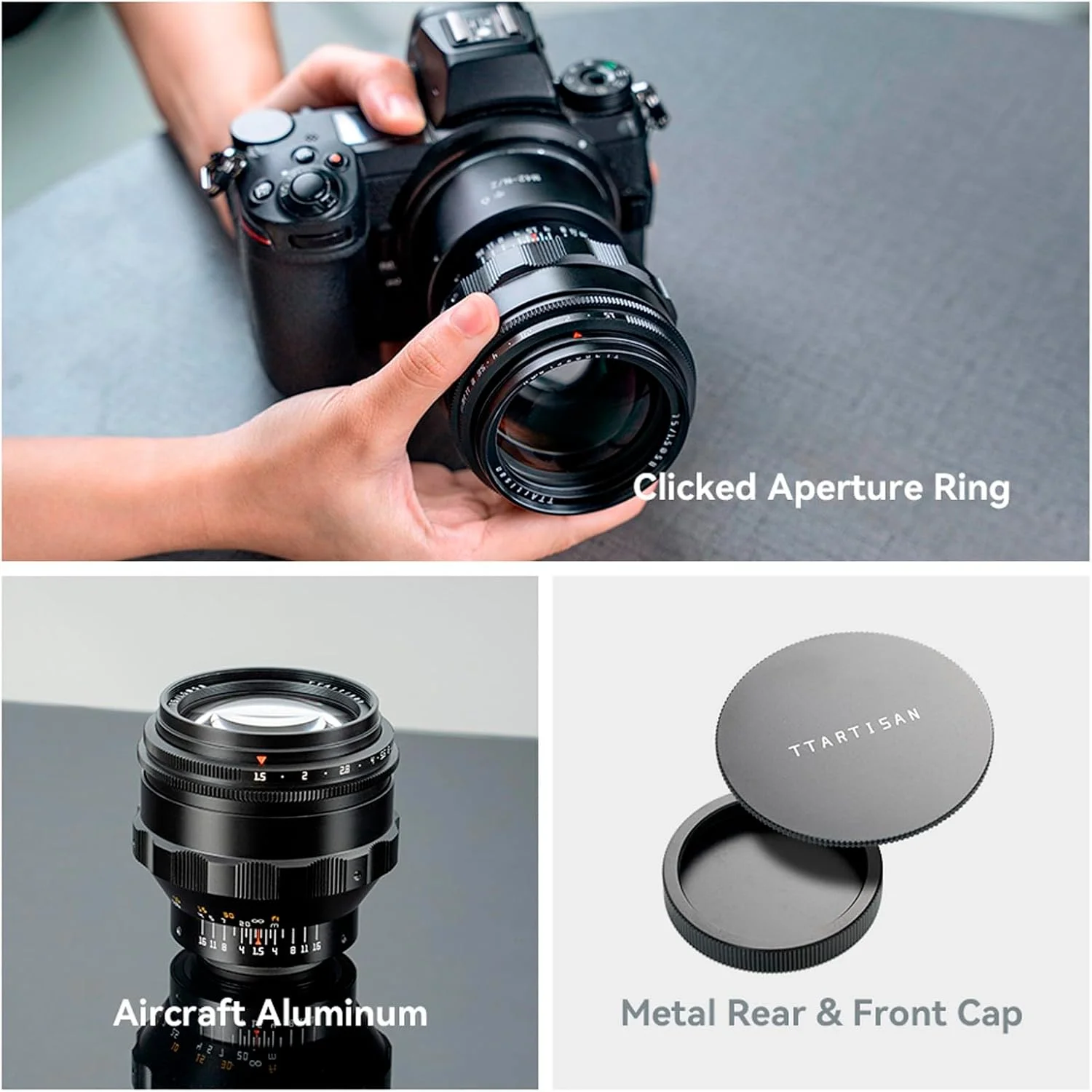 لنز پرایم 75mm F1.5 TTArtisan با دیافراگم بزرگ و بوکه چرخشی، فول فریم، فوکوس دستی، سازگار با دوربین های مانت M42 به همراه فیلتر لنز 58mm