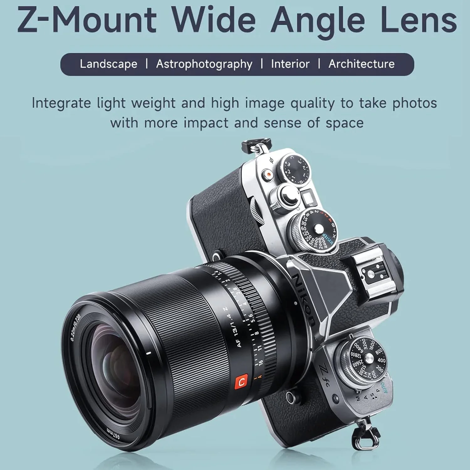 لنز ۱۳ میلی‌متری VILTROX با دیافراگم f/۱.۴ و مانت Z، لنز پرایم با زاویه دید فوق‌العاده باز و فوکوس خودکار APS-C برای دوربین‌های نیکون با مانت Z مدل‌های Z5 Z50 Z6 Z6Ⅱ Z7 Z7Ⅱ ZFC Z30 Z9