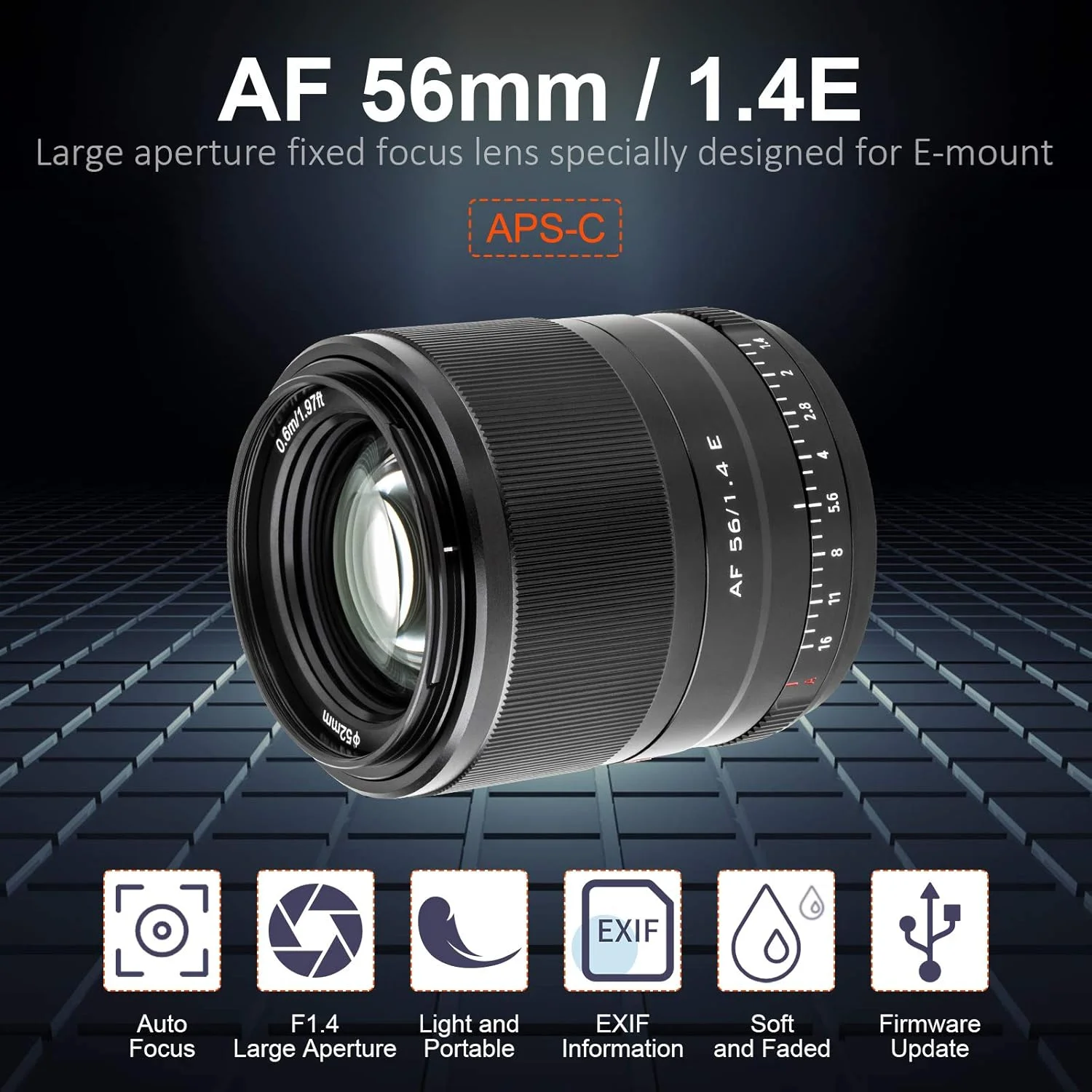 لنز پرایم 56mm F1.4 STM با فوکوس خودکار APS-C ویلتراکس، لنز AF پرتره برای دوربین های سونی E Mount مدل های A5100 A6000 A6100 A6300 A6400 A6500 A6600 NEX-6 A7S A7C A7 A7RⅢ A7SⅢ A7Ⅲ A7RⅡ A7Ⅱ A7S A7RⅣ A9