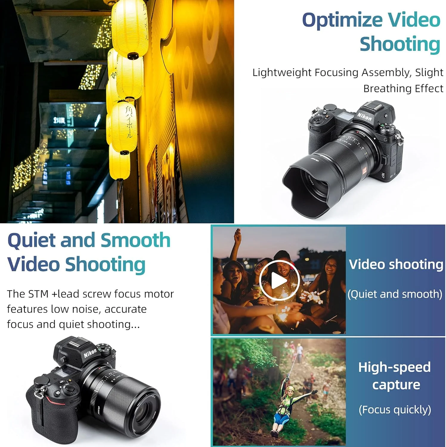 لنز اصلی ویلتراکس 35mm F1.8 با مانت Z برای نیکون Z5 Z50 Z6 Z6II Z7 Z7II ZFC (فول فریم، فوکوس خودکار)، مشکی