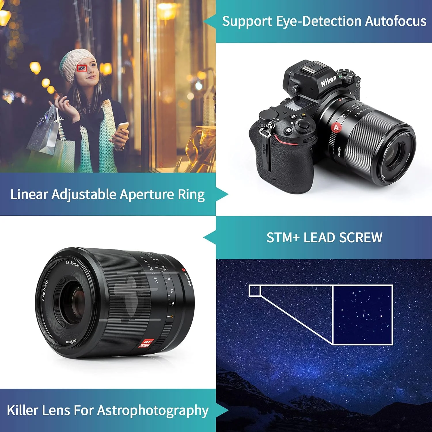 لنز اصلی 35mm F1.8 VILTROX با مانت Z برای نیکون Z5 Z50 Z6 Z6II Z7 Z7II ZFC (فول فریم، فوکوس خودکار)، مشکی لنز اصلی 35mm F1.8 VILTROX با مانت Z برای نیکون Z5 Z50 Z6 Z6II Z7 Z7II ZFC (فول فریم، فوکوس خودکار)، مشکی