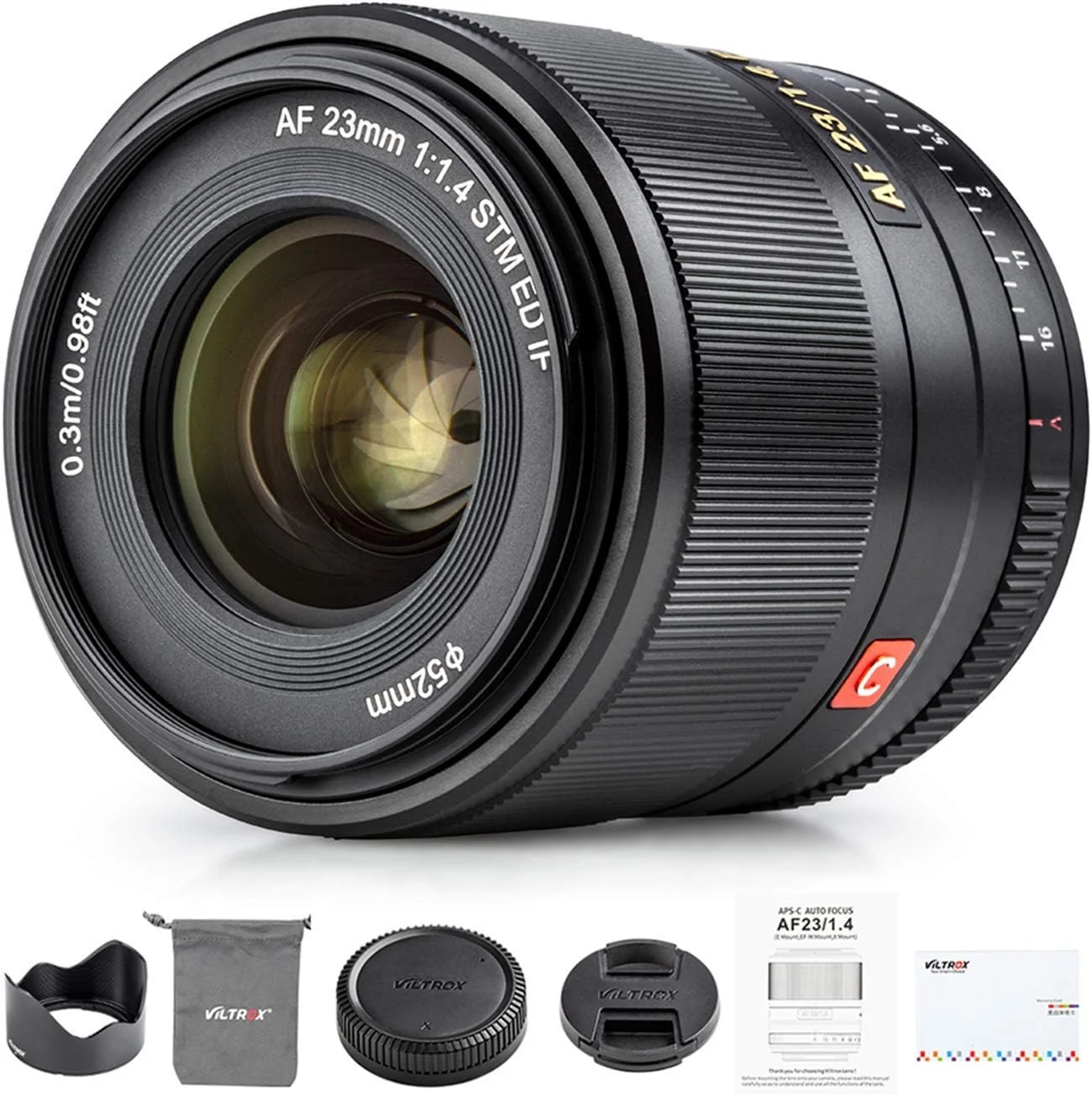 لنز 23mm f/1.4 با فوکوس خودکار VILTROX با مانت X برای فوجی، لنز زاویه باز با دیافراگم بزرگ APS-C برای دوربین های Fujifilm با مانت X مدل های X-T3 T30 X-H1 X20 X-T20 X-T100 X-Pro2…