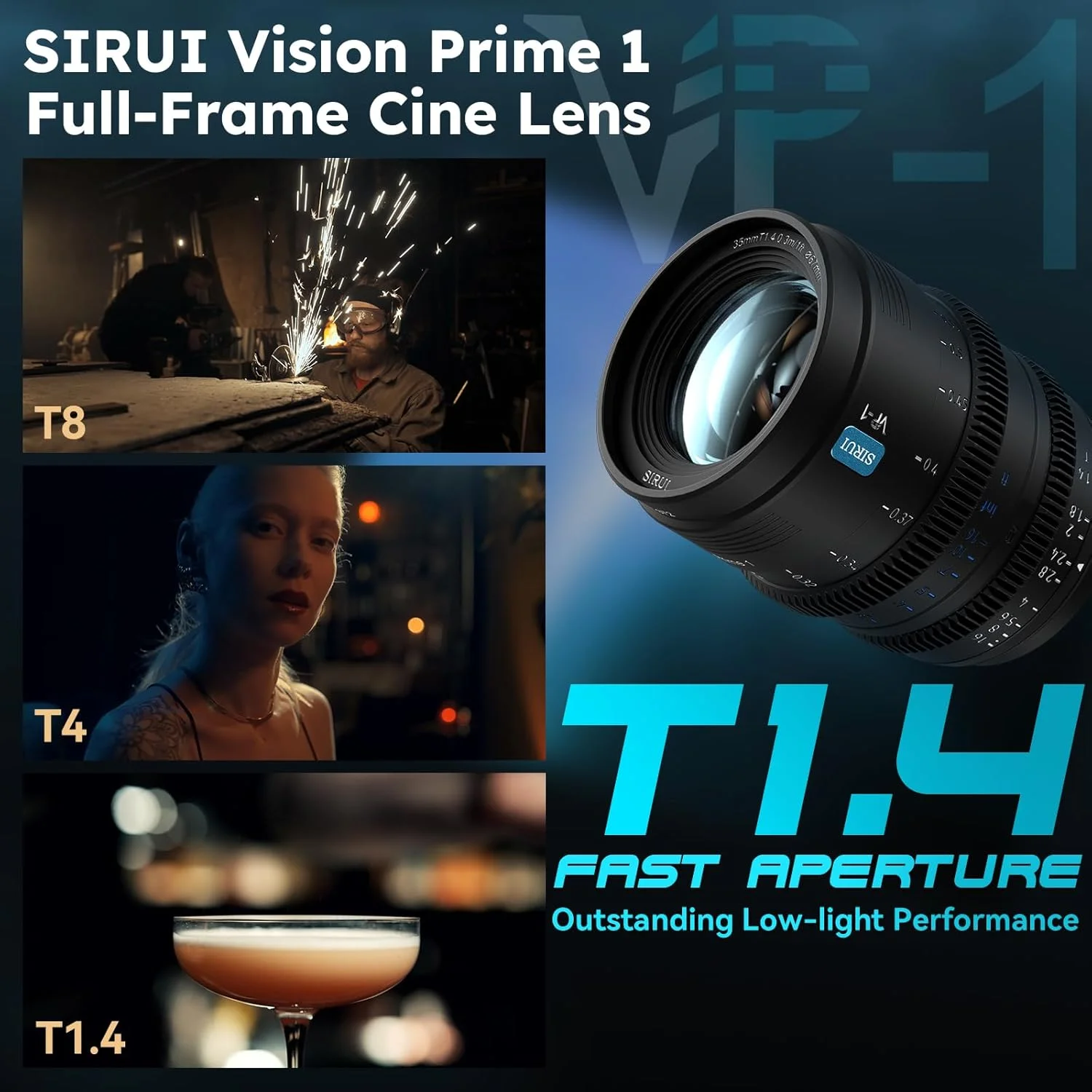 لنز سینمایی فول فریم SIRUI VP-1 Vision Prime 1 T1.4، لنز سینمایی 24 میلیمتری با فوکوس دستی و مانت E از پیش نصب شده، مانتهای RF/Z/L قابل تعویض (مشکی) لنز سینمایی فول فریم SIRUI VP-1 Vision Prime 1 T1.4، لنز سینمایی 24 میلیمتری با فوکوس دستی و مانت E از پیش نصب شده، مانتهای RF/Z/L قابل تعویض (مشکی)