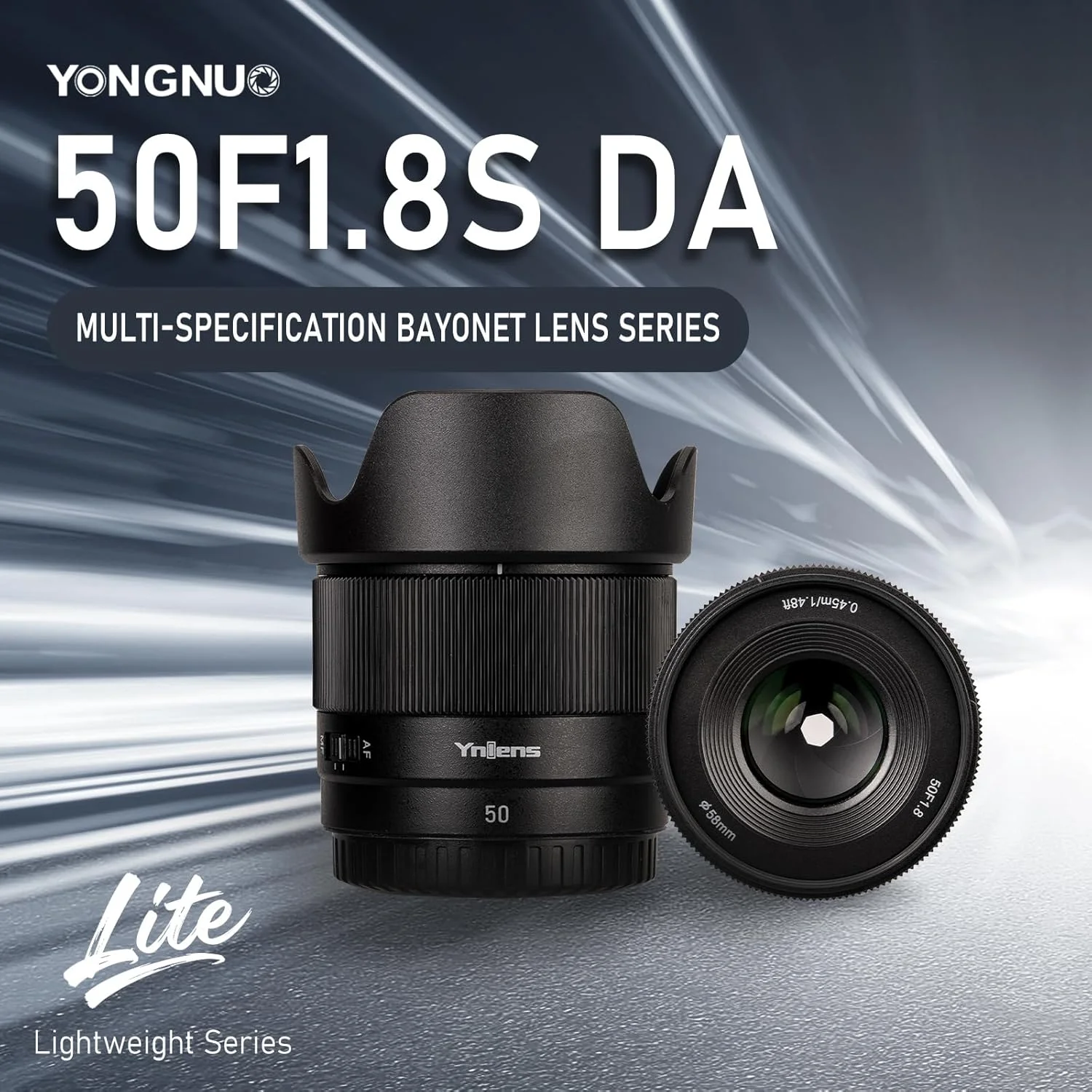 لنز 50 میلیمتری YONGNUO AF F1.8 دهانه E، لنز با دیافراگم باز با فریم APS-C سازگار با دوربینهای بدون آینه سونی لنز 50 میلیمتری YONGNUO AF F1.8 دهانه E، لنز با دیافراگم باز با فریم APS-C سازگار با دوربینهای بدون آینه سونی