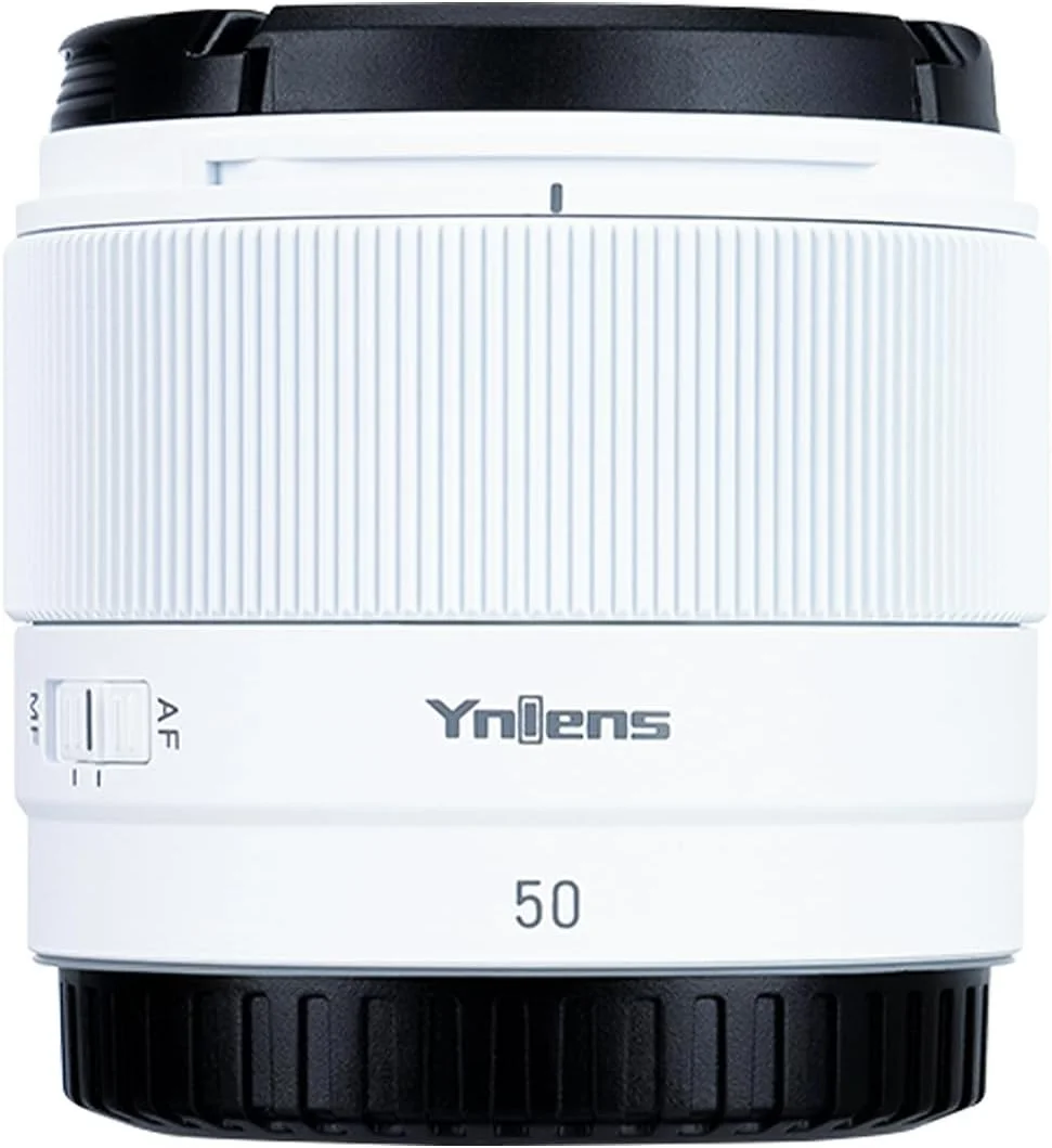 لنز فوکوس خودکار YONGNUO 50F1.8S DA برای دوربین های Sony E-Mount APS-C، دیافراگم بزرگ F1.8، بدنه فلزی سبک وزن، سازگار با A6100/A6400/A6600/ZV-E10/A5100/A6000/A6300/A6500 (سفید)