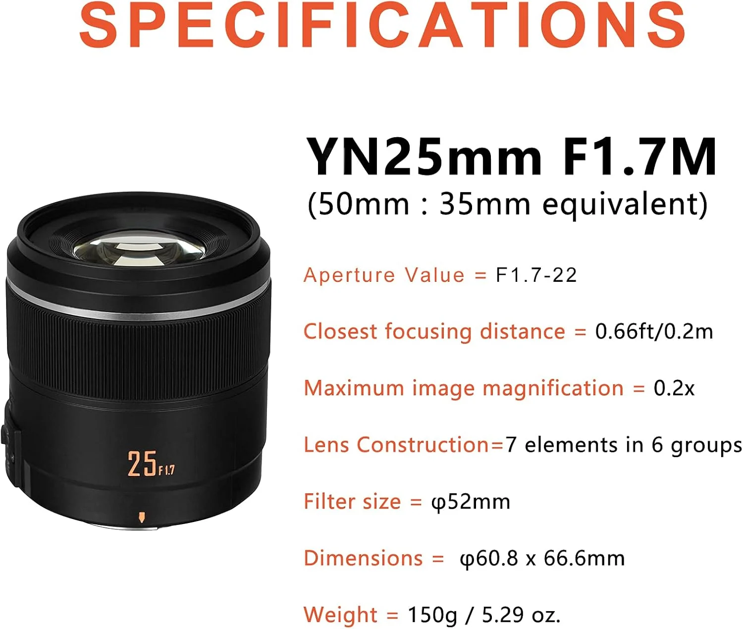 لنز استاندارد پرایم 25 میلیمتری YONGNUO YN25mm F1.7M با فوکوس خودکار برای مانت میکرو چهار سوم، سازگار با دوربین های Olympus Panasonic لنز استاندارد پرایم 25 میلیمتری YONGNUO YN25mm F1.7M با فوکوس خودکار برای مانت میکرو چهار سوم، سازگار با دوربین های Olympus Panasonic