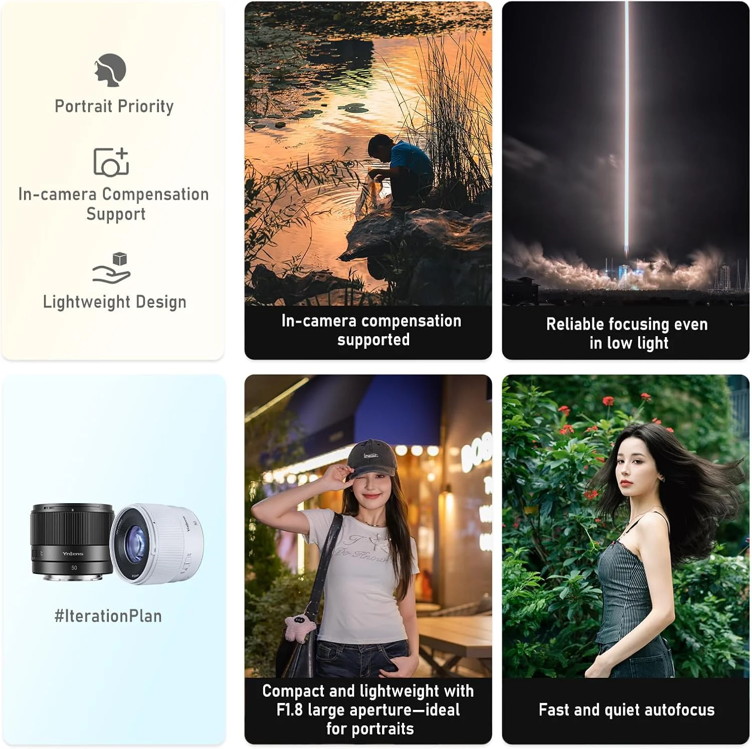 لنز 50 میلیمتری YONGNUO AF F1.8 دهانه E، لنز با دیافراگم باز با فریم APS-C سازگار با دوربینهای بدون آینه سونی لنز 50 میلیمتری YONGNUO AF F1.8 دهانه E، لنز با دیافراگم باز با فریم APS-C سازگار با دوربینهای بدون آینه سونی