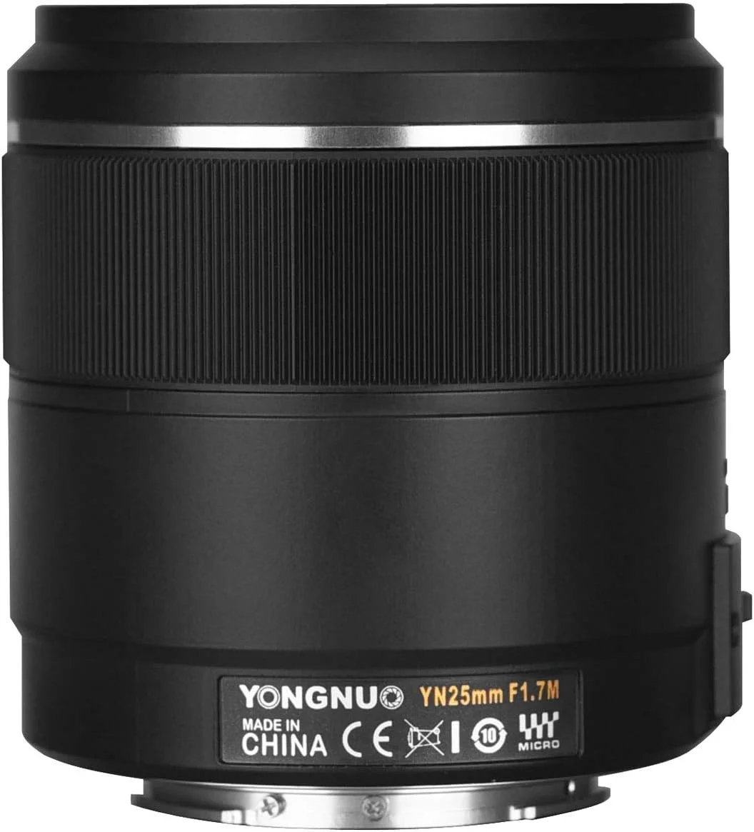 لنز استاندارد پرایم 25 میلی‌متری Yongnuo YN25mm F1.7M با فوکوس خودکار، بدون آینه میکرو چهار سوم، سازگار با دوربین‌های Olympus و Panasonic - مشکی