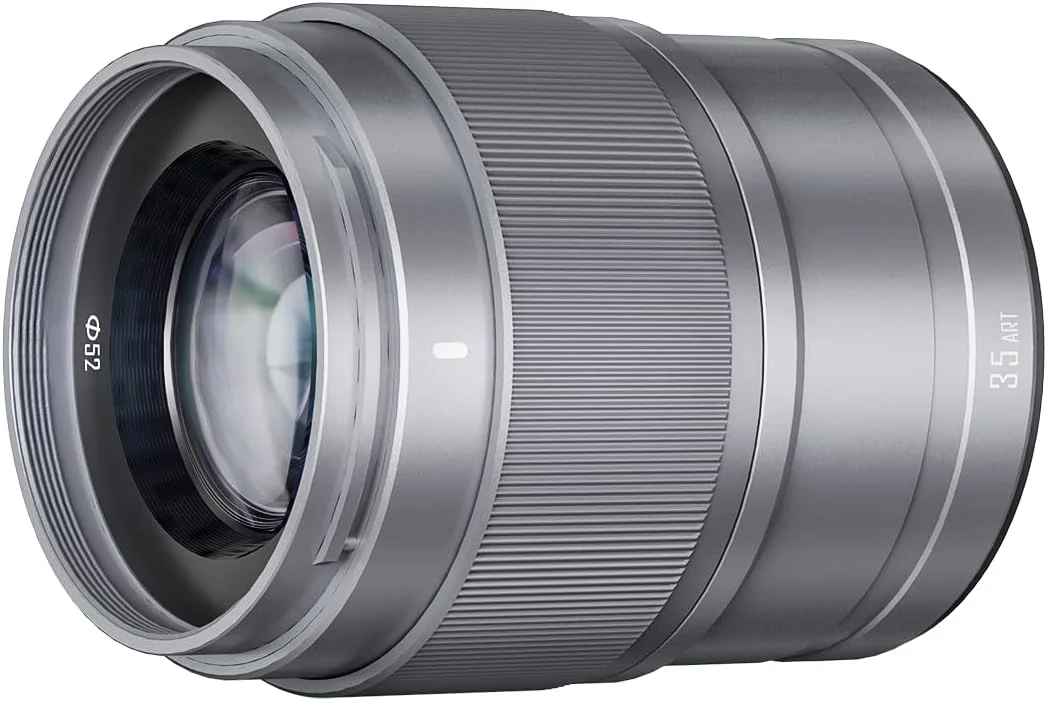 لنز 35 میلی‌متری YONGNUO F1.8 DA Art با فوکوس خودکار برای مانت Sony E، لنز پرایم استاندارد APS-C Frame برای دوربین‌های بدون آینه سونی (نقره‌ای)