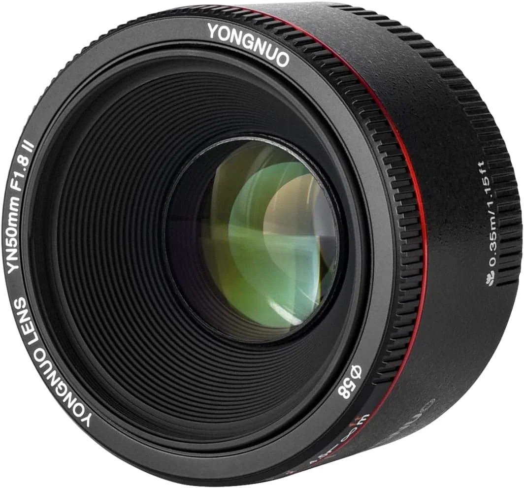 لنز استاندارد پرایم یونگنو YN50MM F1.8 II AF/MF با فاصله کانونی 0.35 متری مشکی برای دوربین های کانن 5D IV 1DX I 200D II 850D 7D 6DII لنز استاندارد پرایم یونگنو YN50MM F1.8 II AF/MF با فاصله کانونی 0.35 متری مشکی برای دوربین های کانن 5D IV 1DX I 200D II 850D 7D 6DII