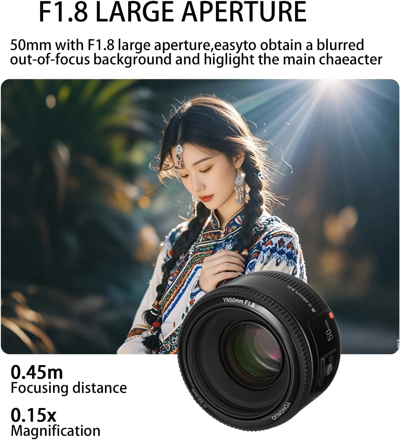 لنز استاندارد و پرایم یونگنو YN50mm F1.8N برای دوربین های نیکون 50mm f/1.8 AF/MF فول فریم SLR با مانت F لنز استاندارد و پرایم یونگنو YN50mm F1.8N برای دوربین های نیکون 50mm f/1.8 AF/MF فول فریم SLR با مانت F