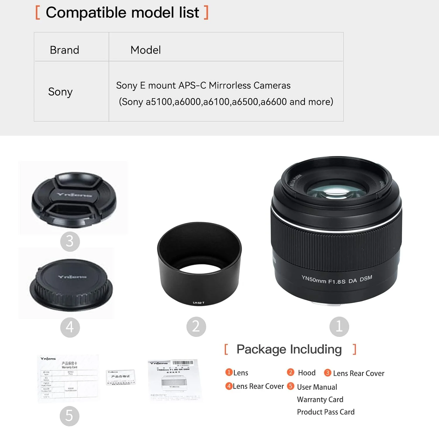 لنز پرایم 50mm F1.8S DA DSM APS-C YONGNUO برای دوربین های بدون آینه Sony E Mount - مشکی