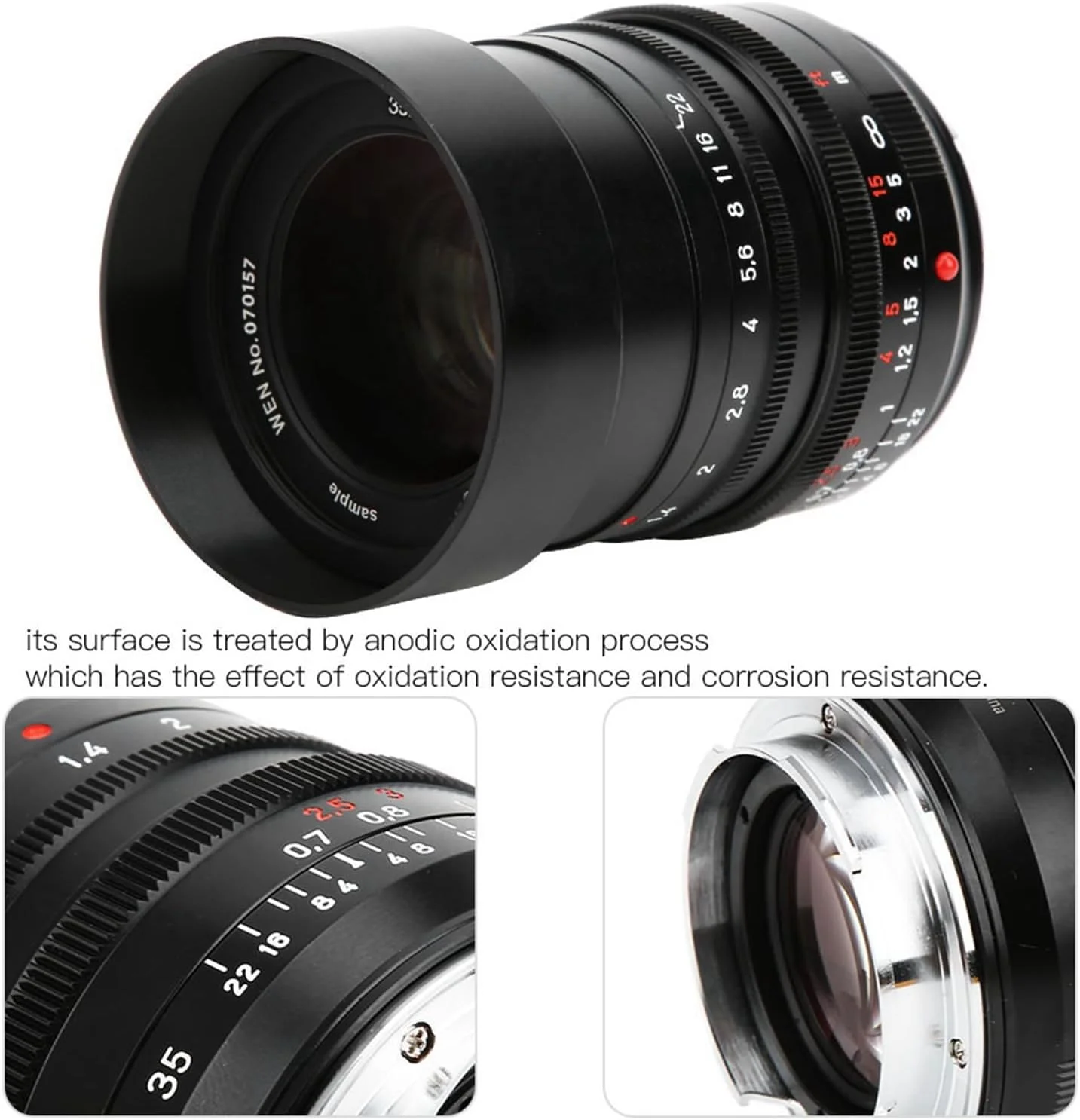 لنز، Lingo Long Luccina Long F1.4 حداکثر دیافراگم 64 درجه پرسپکتیو برای دوربین های نصب Moom برای تعمیرکاران لنز