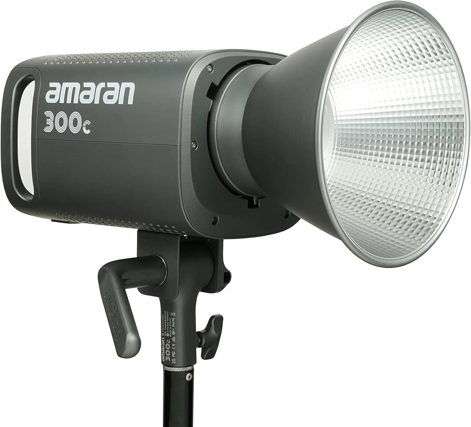 نور ویدئویی COB رنگی Aputure Amaran 300c RGBWW 300W با مانت بوئن، 26,580 لوکس در 1 متر با هایپر رفلکتور، CCT از 2,500K تا 7,500K با تنظیم G/M، کنترل APP (خاکستری)