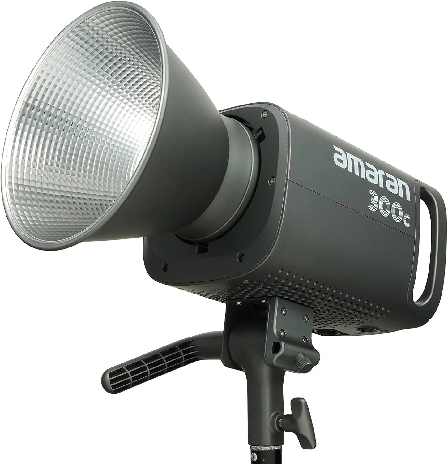 نور ویدئویی COB رنگی Aputure Amaran 300c RGBWW 300W با مانت بوئن، 26,580 لوکس در 1 متر با هایپر رفلکتور، CCT از 2,500K تا 7,500K با تنظیم G/M، کنترل APP (خاکستری)