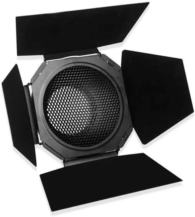 شیدر نور آپرچر با مانت بوئنز استاندارد 7 اینچی، طراحی 4-برگی به همراه هانهی‌کامب و نگهدارنده ژل رنگی برای نورهای ویدئویی ال‌ای‌دی آپرچر LS COB 120T/ 120D/ 120D II/ 300D