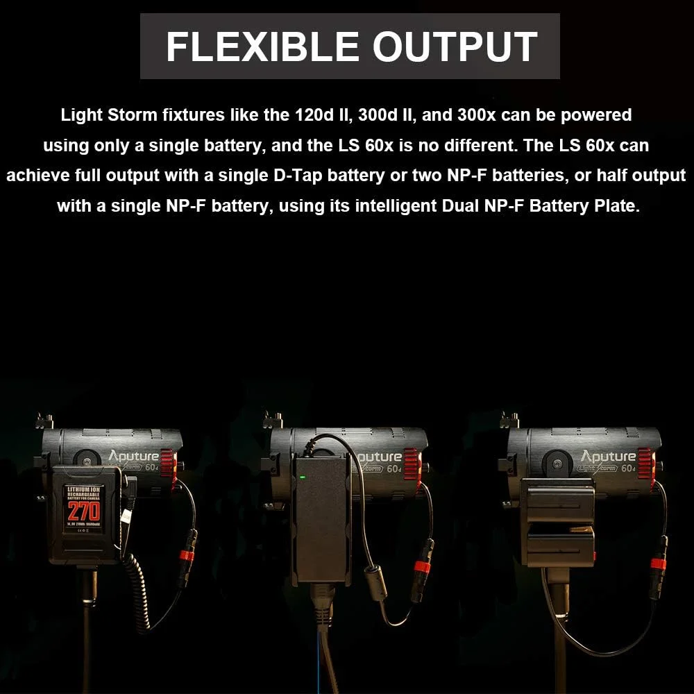 نور ویدئویی ال ای دی دو رنگ آپچر LS 60X 60W با قابلیت تنظیم 2700-6500K، CRI 95+ TLCI 95+ 30000lux @1m، پشتیبانی از کنترل برنامه Sidus، دارای 9 جلوه نوری داخلی به همراه درهای کرکره‌ای