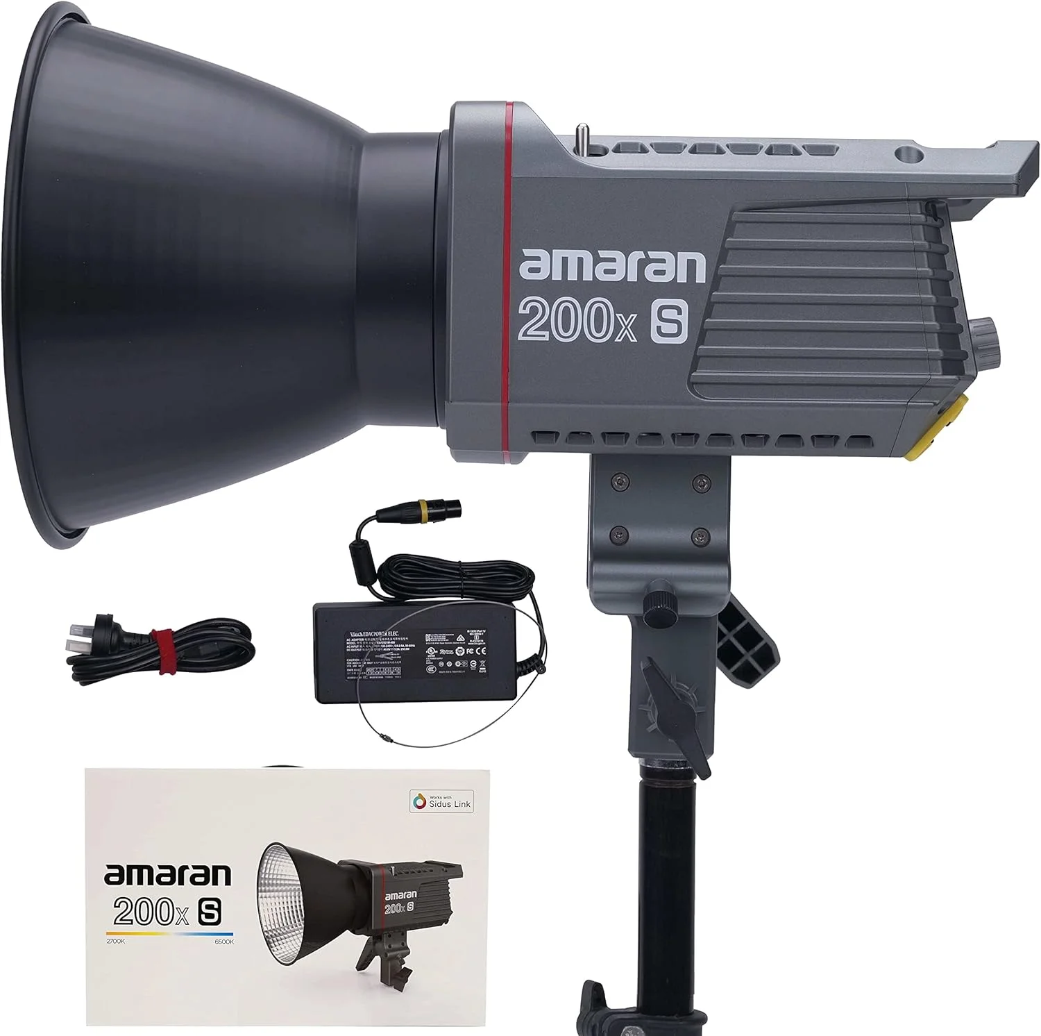 نور ویدئویی ال ای دی دو رنگ Aputure amaran 200x S 200W، 2700-6500k CRI95+، TLCI98+، کنترل اپلیکیشن بلوتوث، 9 جلوه نوری داخلی، منبع تغذیه DC/AC، مانت بوئنز، فن بی صدا (amaran 200xS)