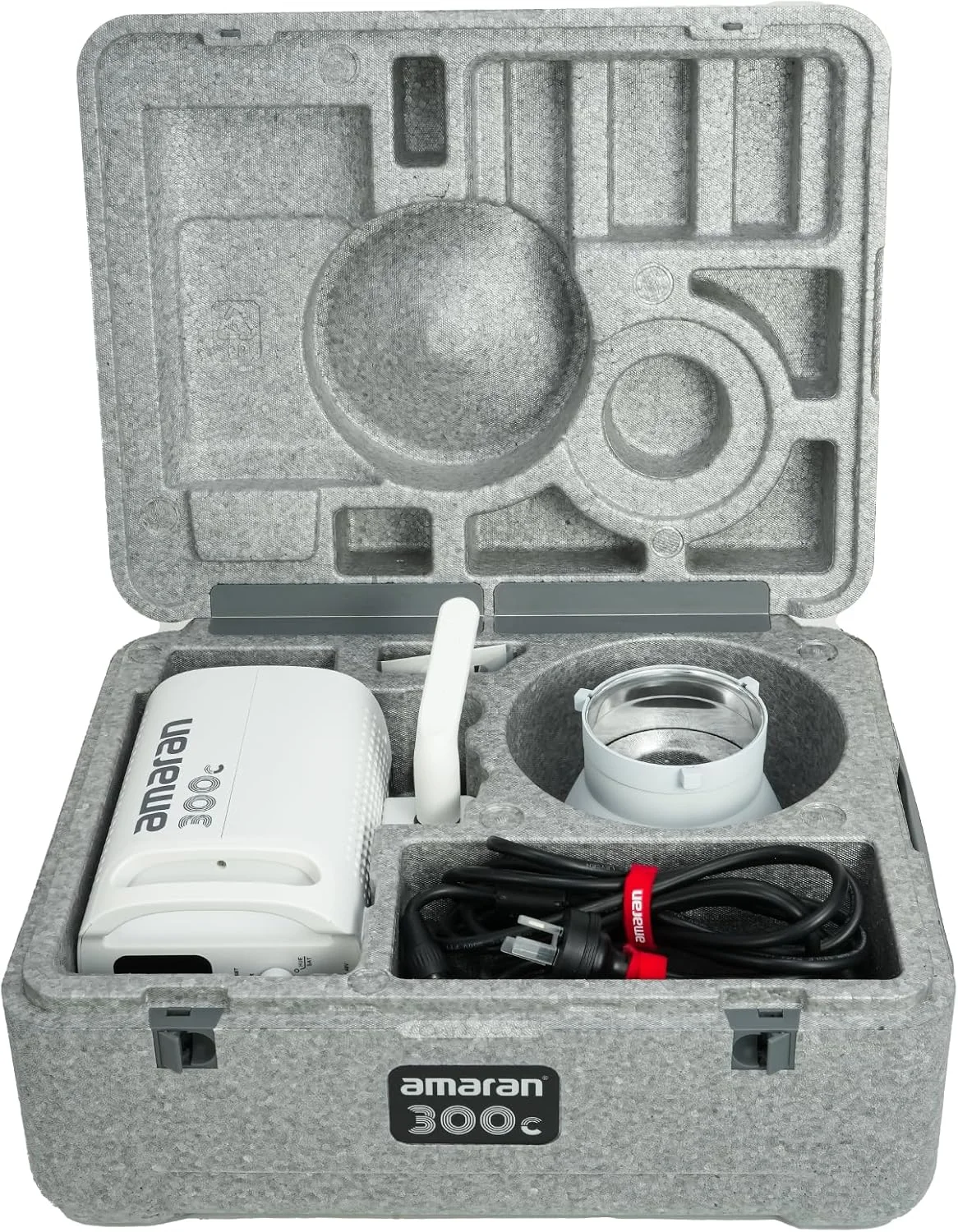 نور ویدئویی LED مدل Aputure Amaran 300C White، با توان 300 وات، RGB، COB، CCT، دمای رنگ 2500K تا 7500K، مانت بوون، خروجی پیوسته و پشتیبانی از کنترل با اپلیکیشن