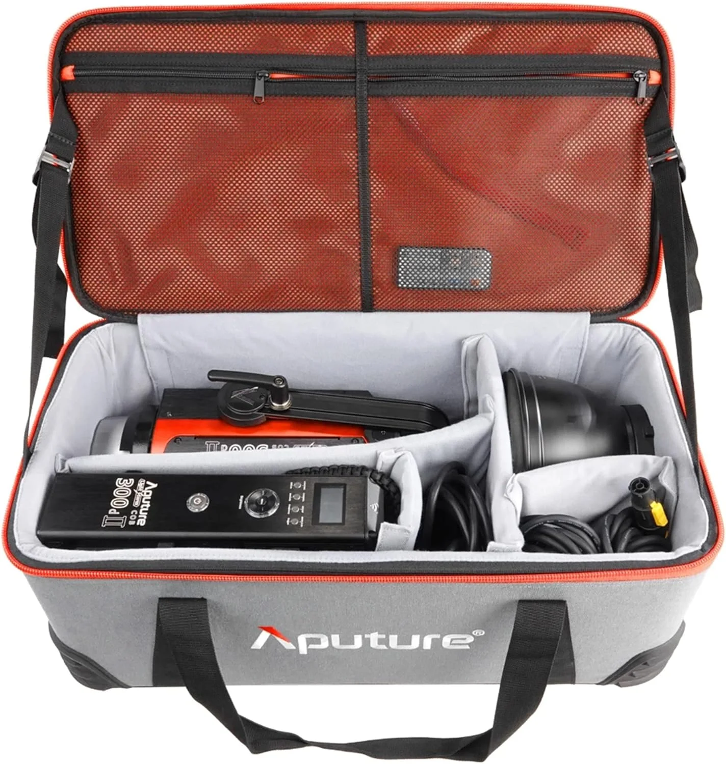 نور ویدئویی ال ای دی Aputure Mark LS C300D II Light Storm 350W 5500K با نور روز متعادل CRI 96+ TLCI96+ 45000lux@0.5m به همراه رفلکتور و 8 افکت نوری داخلی V-mount