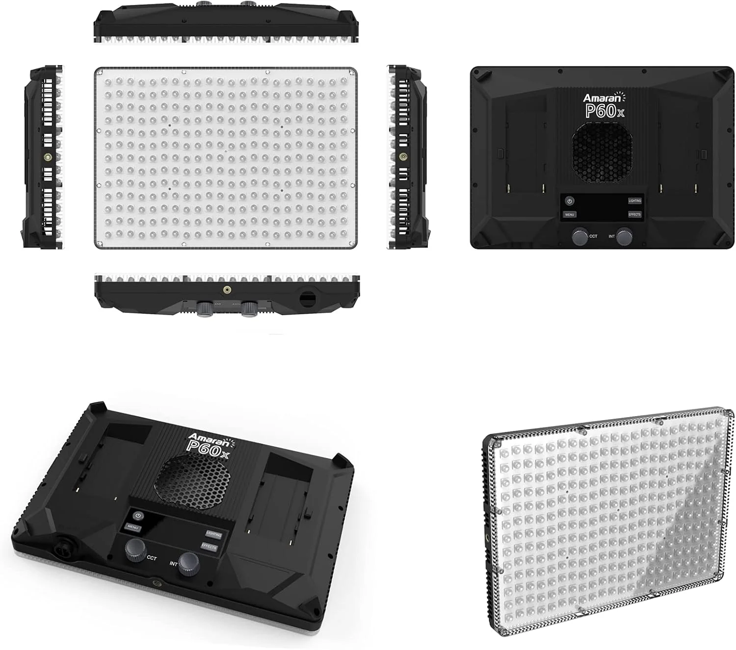 پنل نور ویدئویی Aputure Amaran P60X، دمای رنگ 3200K-6500K، 60 وات CRI95+/TLCI 97+، 5070 لوکس در 1 متر، همراه با سافت باکس، پشتیبانی از برنامه