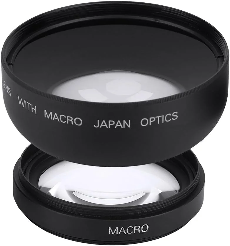 کیت لنز زاویه باز 52 میلی‌متری 0.45x به همراه لنز ماکرو، لنز تبدیل جهانی زاویه باز ماکرو 52 میلی‌متری 0.45X برای دوربین‌های کنون، نیکون و سونی